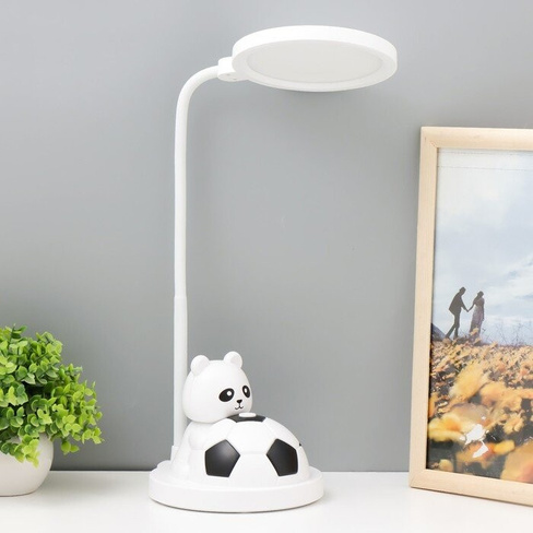 Настольная лампа 'Мишка с мячом' LED черно-белый 14х15х48 см RISALUX