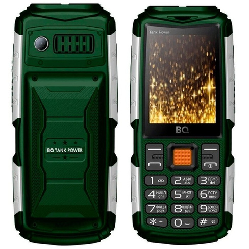Сотовый телефон BQ M-2430 Tank Power, 2.4', 2 sim, 4000мАч, серебристо/зеленый
